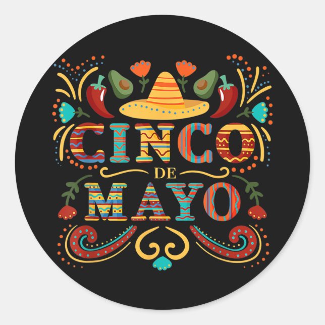 Fiesta Cinco De Mayo Party Mexiko Männer Frauen Runder Aufkleber (Vorderseite)