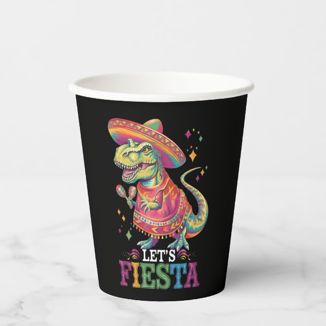 Fiesta Cinco De Mayo T Rex Dinosaur Pappbecher (Vorderseite)