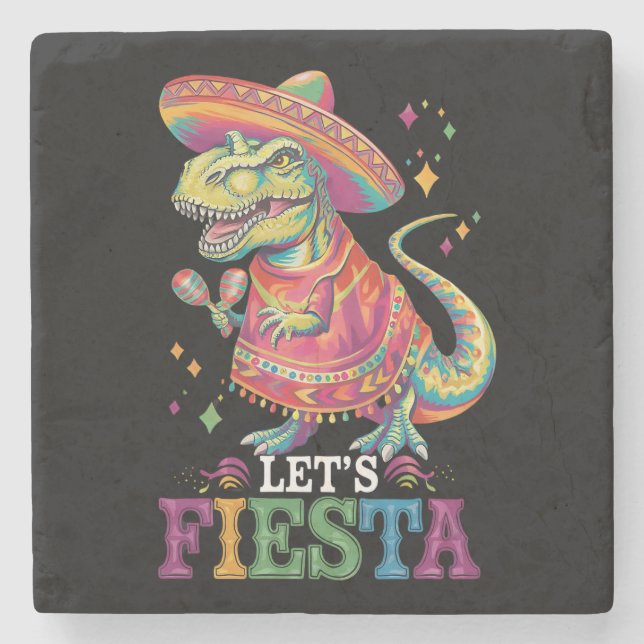 Fiesta Cinco De Mayo T Rex Dinosaur Steinuntersetzer (Vorderseite)