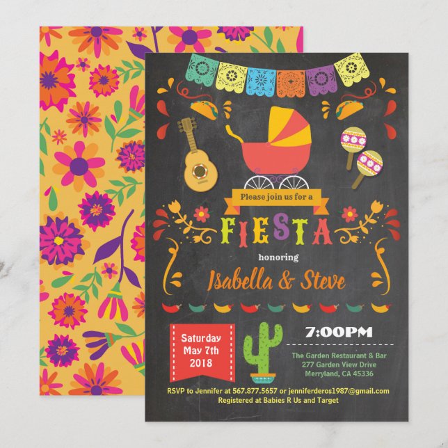 Fiesta coed Baby Duschkabine Einladung (Vorne/Hinten)