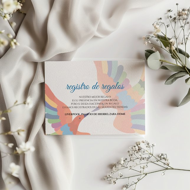 Fiesta Colorful Floral Modern Boda Spanish Wedding Begleitkarte (Fiesta Colorful Floral Modern Boda Spanish Wedding Enclosure Card)
