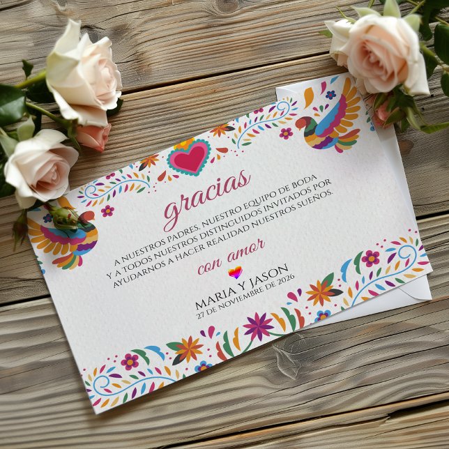 Fiesta Colorful Flowers Botanical Spanish Wedding Dankeskarte (Fiesta Colorful Flowers Botanical Spanish Wedding Thank You Card)