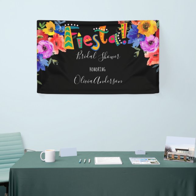 Fiesta Colorful Watercolor Brautparty Banner (Messeveranstaltung)