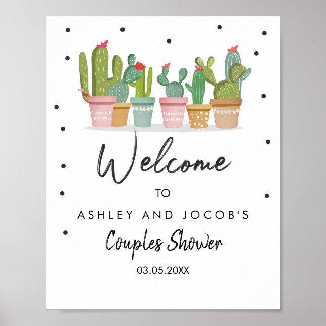 Fiesta Couples shower Cactus Bridal Welcome Sign Poster (Vorne)