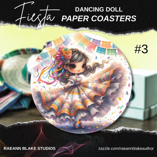 Fiesta Dancing Doll (#3) Paper Coaster Sets Runder Pappuntersetzer (Von Creator hochgeladen)