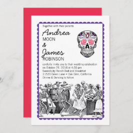 Fiesta Dancing Skeletons Skull Wedding Invitations Einladung