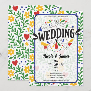 Fiesta de Amor Feste Farbige Florale Hochzeit Einladung