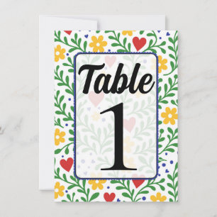 Fiesta de Amor Fette Farbige Blumige Tischnummer