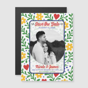 Fiesta de Amor Fette Farbige Florale Hochzeitsankü Magnetkarte