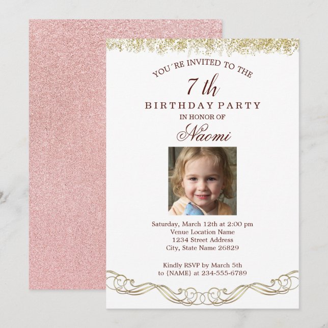 Fiesta de Cumpleaños con Fotografía Einladung (Vorne/Hinten)