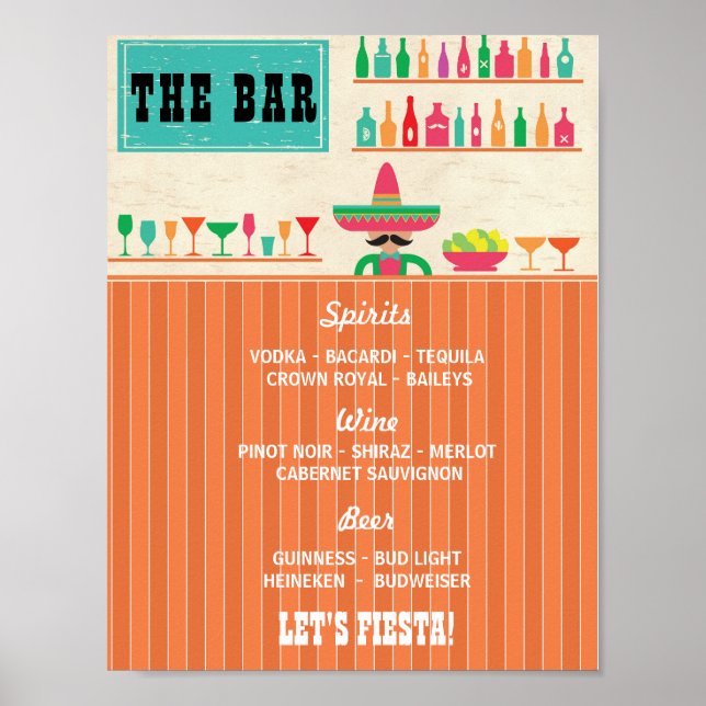 Fiesta Die Hochzeitsfeier des Bar Party Poster (Vorne)