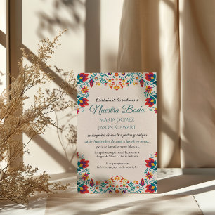 Fiesta Elegante Farbige Florale Spanische Hochzeit Einladung