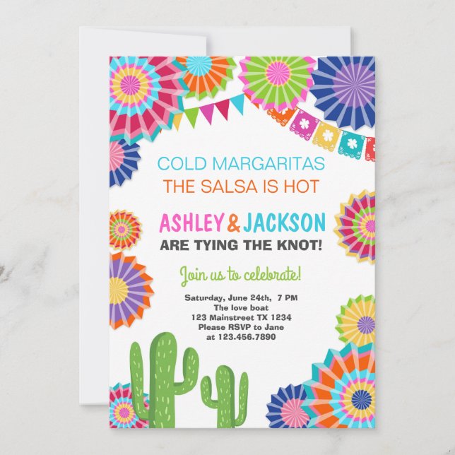 Fiesta Engagement Party Invitation Cactus mexicain (Devant)