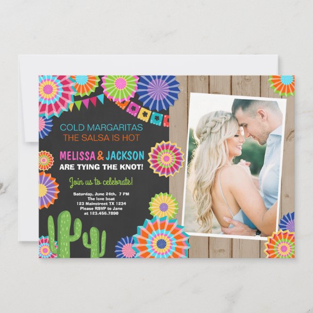 Fiesta Engagement Party Invitation Mexicaine Chalk (Devant)