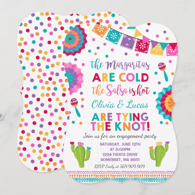 Fiesta Engagement Party Invitation Parti Mexicain (Devant / Derrière)