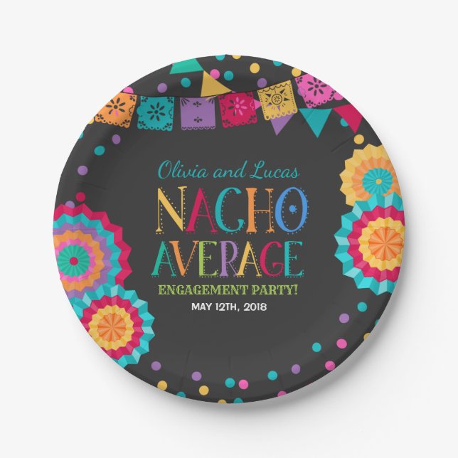 Fiesta Engagement Party Plate Nacho durchschnittli Pappteller (Vorderseite)