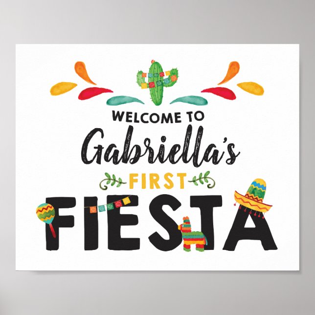 Fiesta Erstgeburtstag Begrüßungszeichen Poster (Vorne)