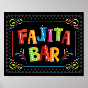 Fiesta FAJITA BAR Party Signa Print Poster