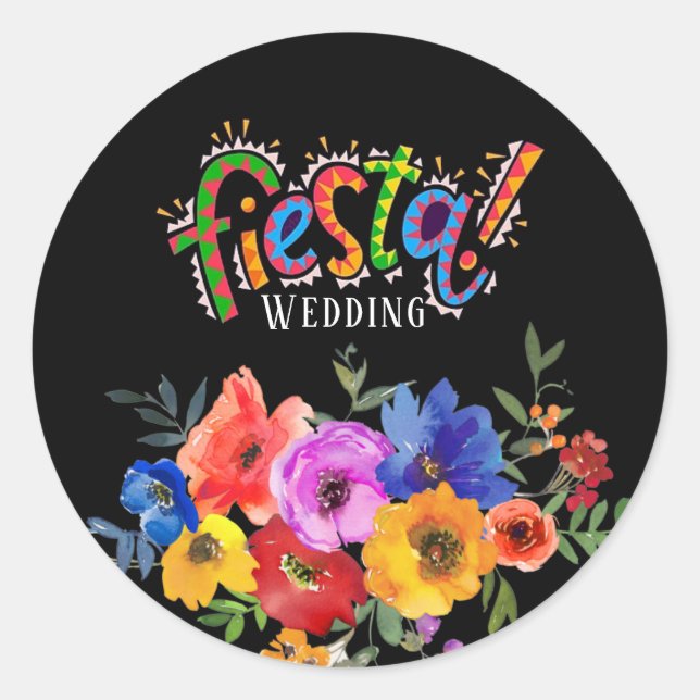 Fiesta farbenfrohe Wasserfarben Blumenzwiebeln Kla Runder Aufkleber (Vorderseite)