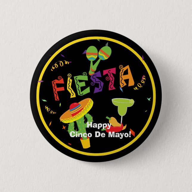 Fiesta-Feier Cinco De Mayo Party Pin BUTTON (Vorderseite)