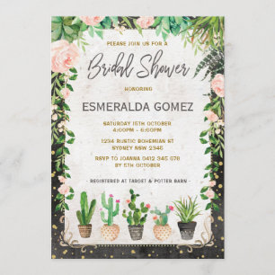 Fiesta Fête des mariées Invitation Succulent Cactu