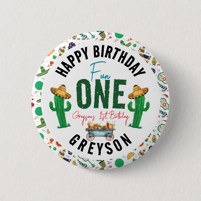 Fiesta First | 1. Geburtstag Party Button (Vorderseite)