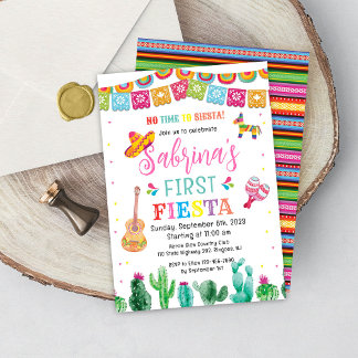 Fiesta First Birthday Invitation Girl Einladung