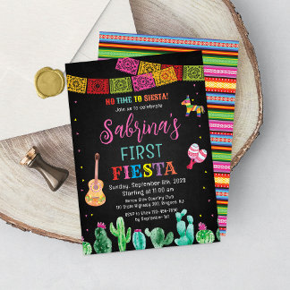 Fiesta First Birthday Invitation Girl Einladung