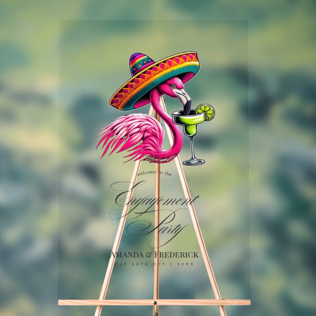Fiesta Flamingo Sombrero Engagement Party Willkomm Acrylschild (Neutral)