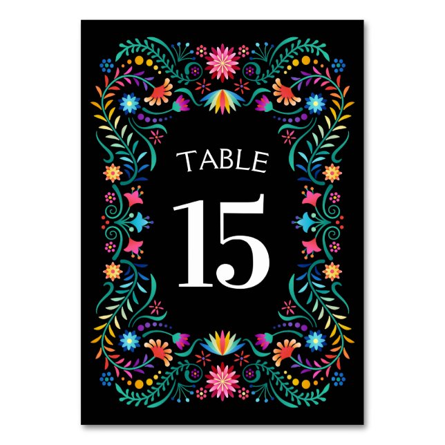 Fiesta Floral Birthday Shower Wedding Tischnummer (Vorderseite)