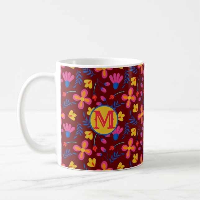 Fiesta Floral Customized Initial Kaffeetasse (Links)