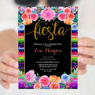 Fiesta Floral Graduation Invitation Party Mexicain