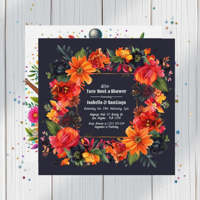 Fiesta Floral Let's Taco "über eine Dusche für ein Einladung (Fiesta Floral Let's Taco 'bout a Couple's Shower Invitation)