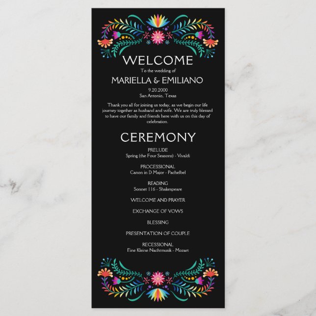 Fiesta Floral Wedding Programme (Devant)