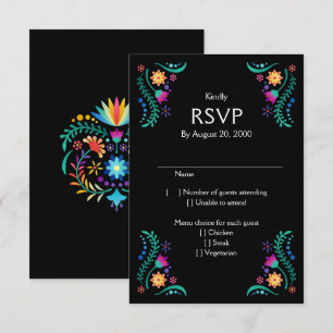 Fiesta Floral Wedding Quinceañera UAWG RSVP Karte