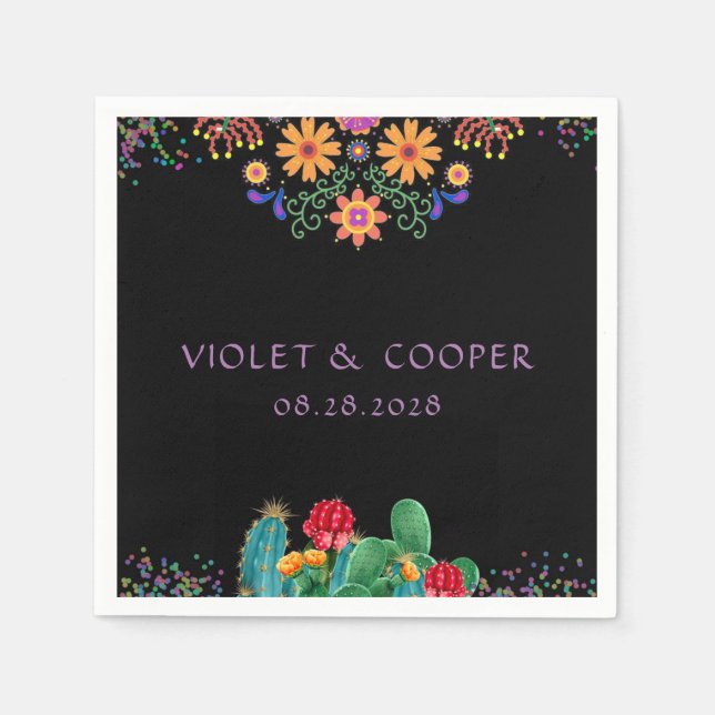 Fiesta Florals und Cactus Wedding Serviette (Vorderseite)