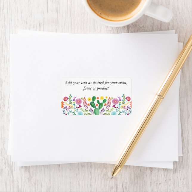 Fiesta Folk Art Floral Llama Wedding individuell a Adressaufkleber (Insitu)