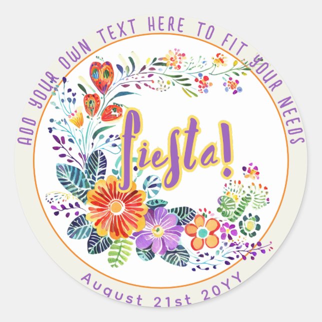 FIESTA Folkart Blume Custom Runder Aufkleber (Vorderseite)