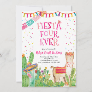 Fiesta Four Ever Girl Quatrième invitation anniver