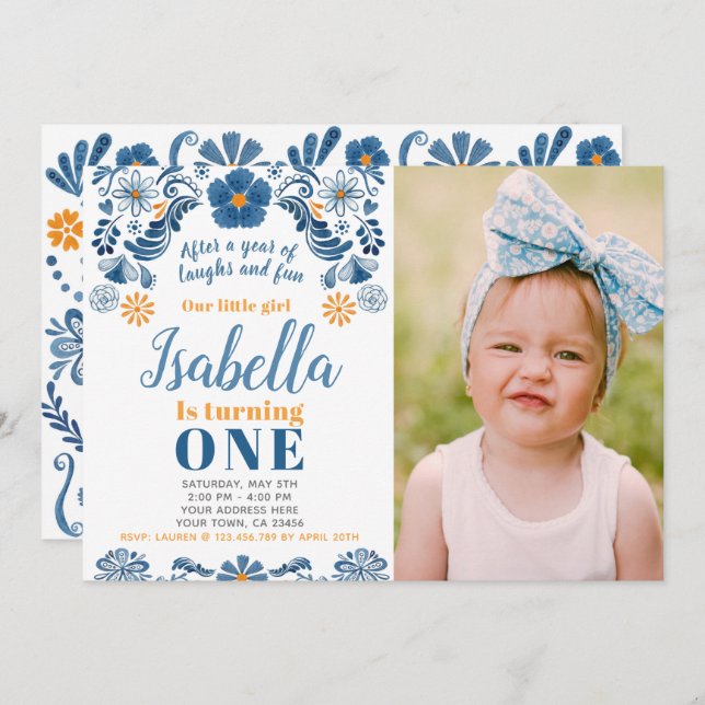 Fiesta Geburtstag Einladung mit Ihrem Foto (Vorne/Hinten)