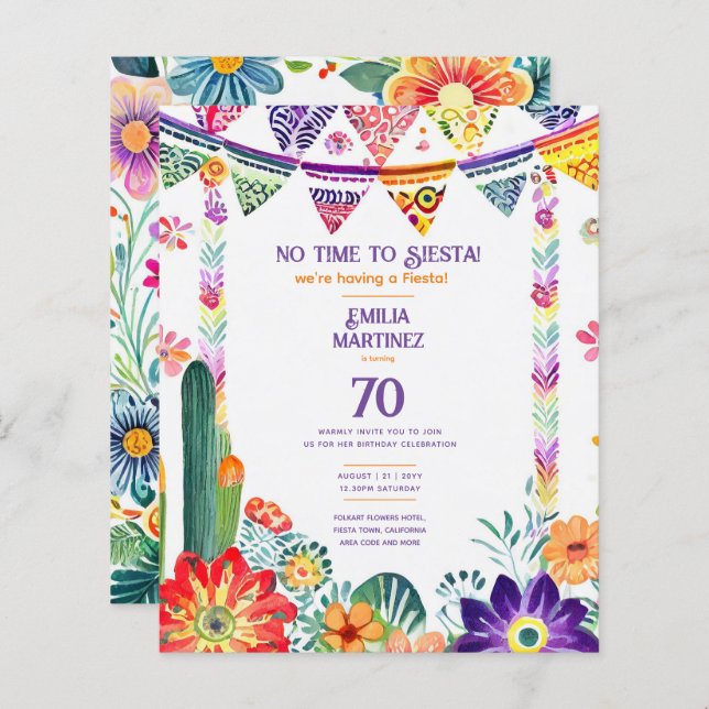 FIESTA Geburtstag Folkart Blume 70. 80. 90. (Vorne/Hinten)