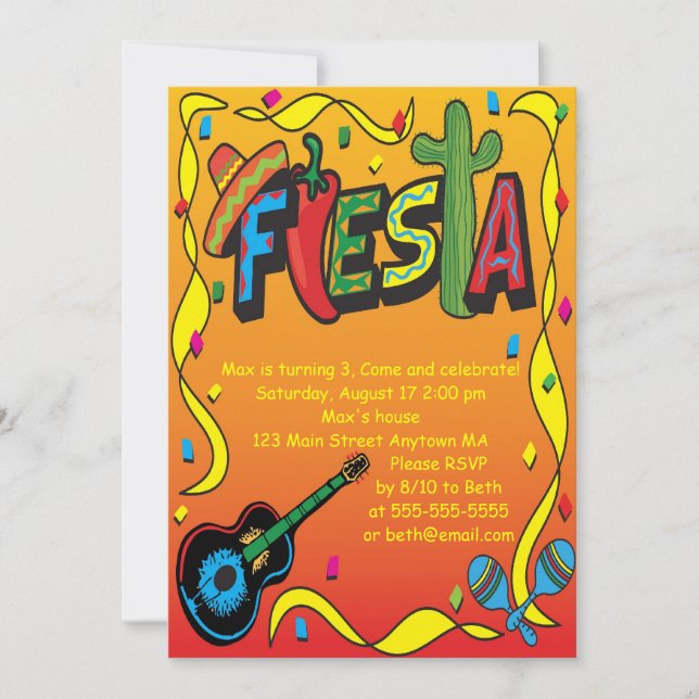 Fiesta Geburtstag oder Party Einladung (Vorderseite)