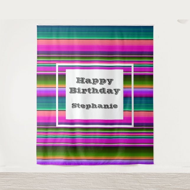 Fiesta Geburtstagsparty Mexican Serape Blanket Wandteppich (Vorderseite)