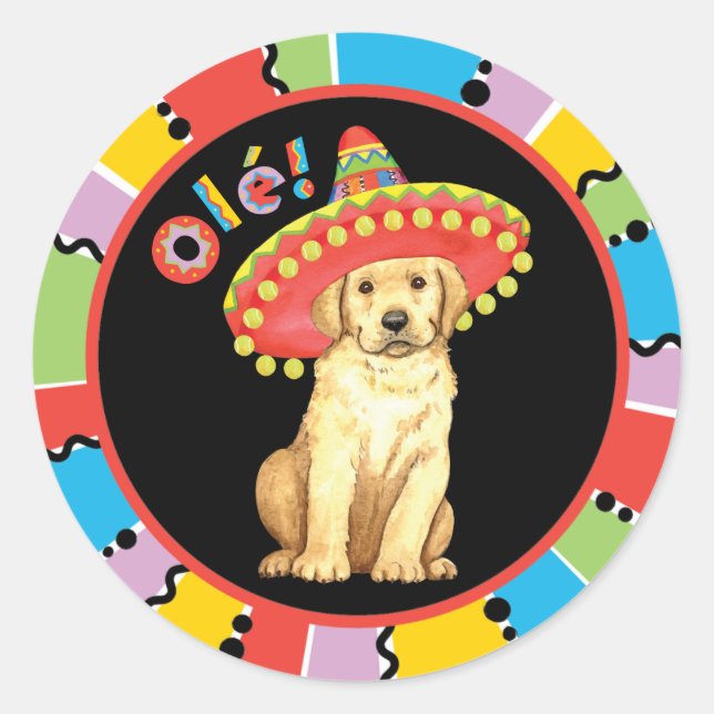 Fiesta Gelbe Labrador Runder Aufkleber (Vorderseite)
