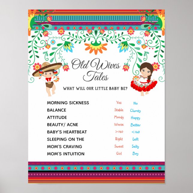 Fiesta Gender Reveal Old Ehefrauen Tales Board Poster (Vorne)