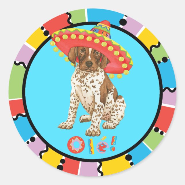 Fiesta German Shorthaired Pointer Runder Aufkleber (Vorderseite)