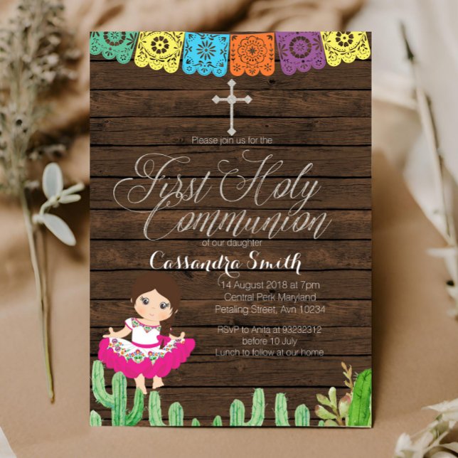 Fiesta Girl First Holy Communion Invitation (Créateur téléchargé)