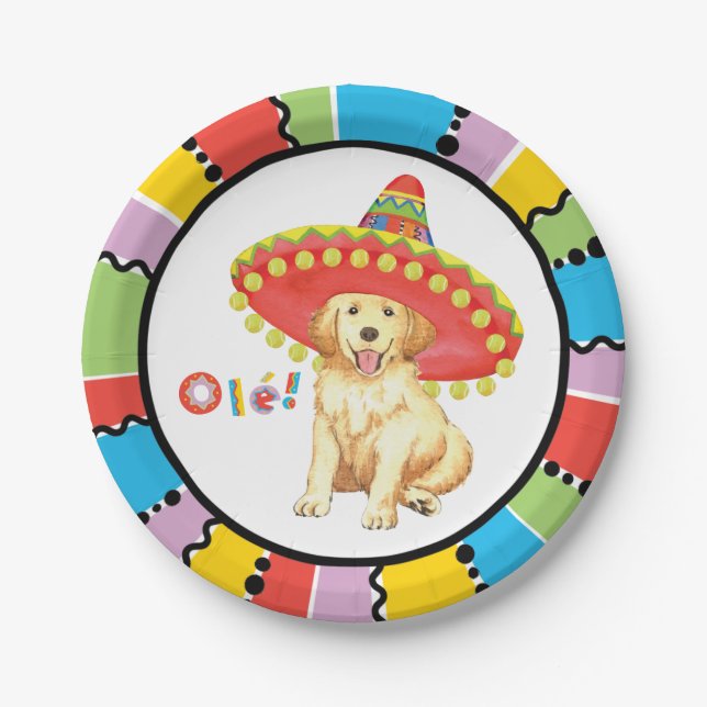 Fiesta-golden retriever pappteller (Vorderseite)