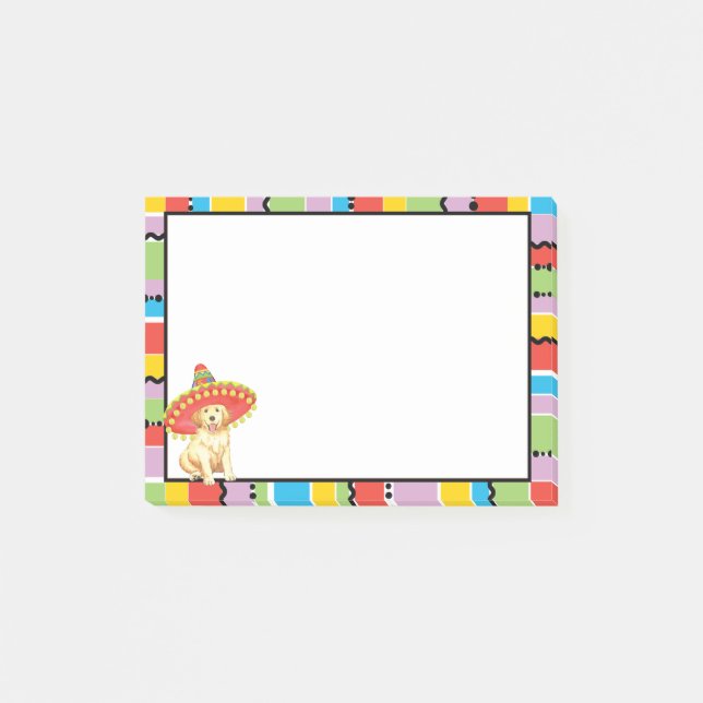 Fiesta-golden retriever post-it klebezettel (Vorderseite)