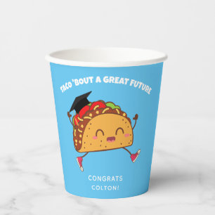 Fiesta Graduierungspartei Taco über eine große Zuk Pappbecher